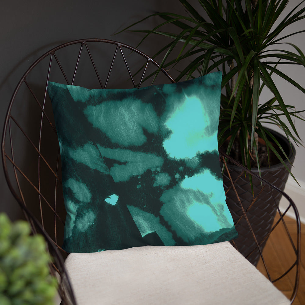 'Deep Green River' Abstract Throw Pillow