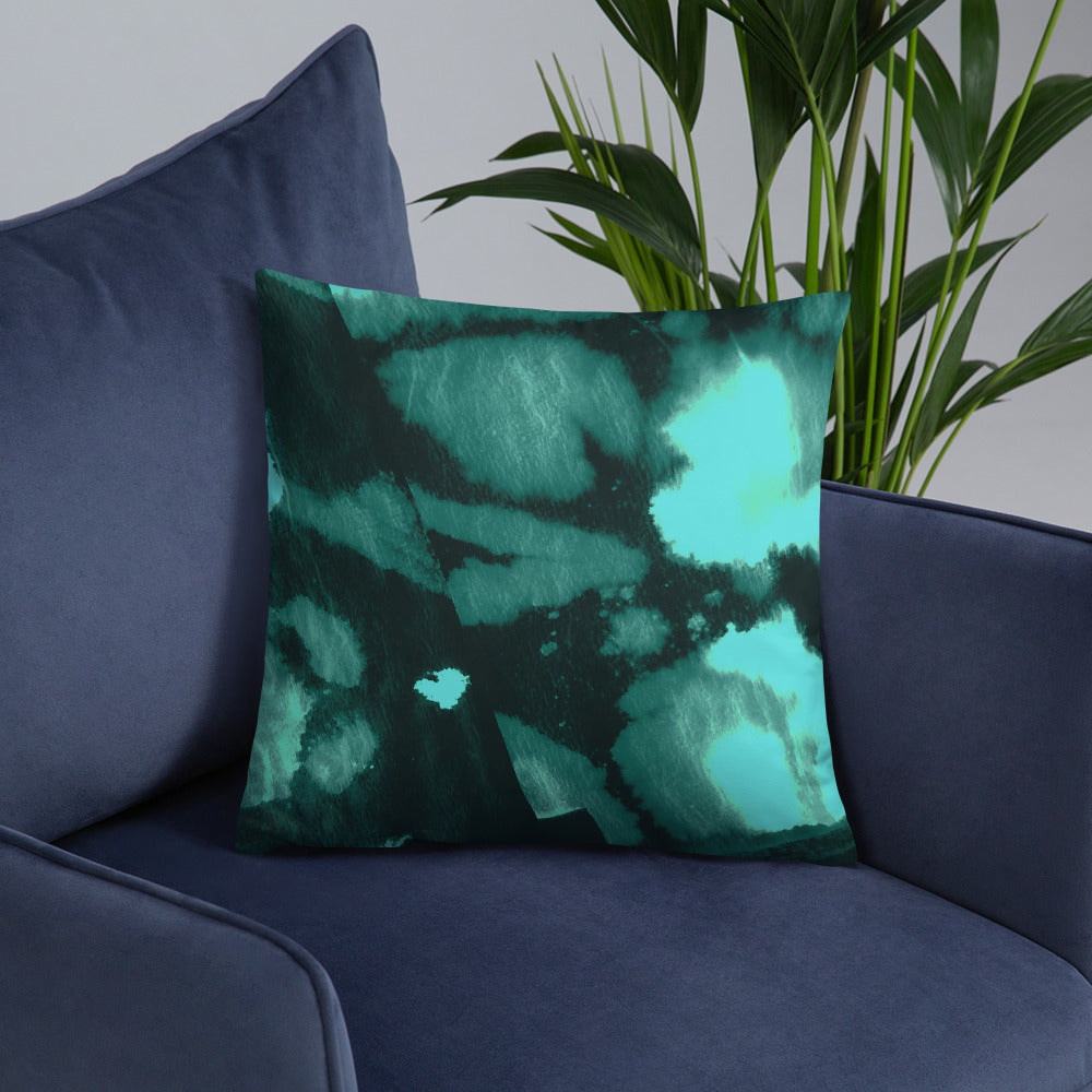 'Deep Green River' Abstract Throw Pillow