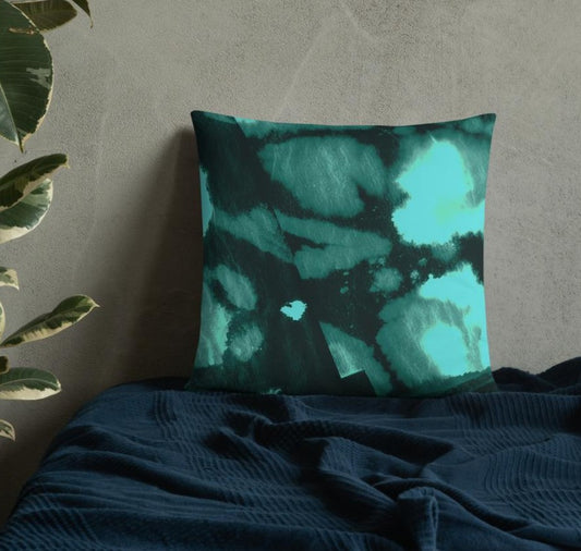 "Deep Green River" Abstract Throw Pillow