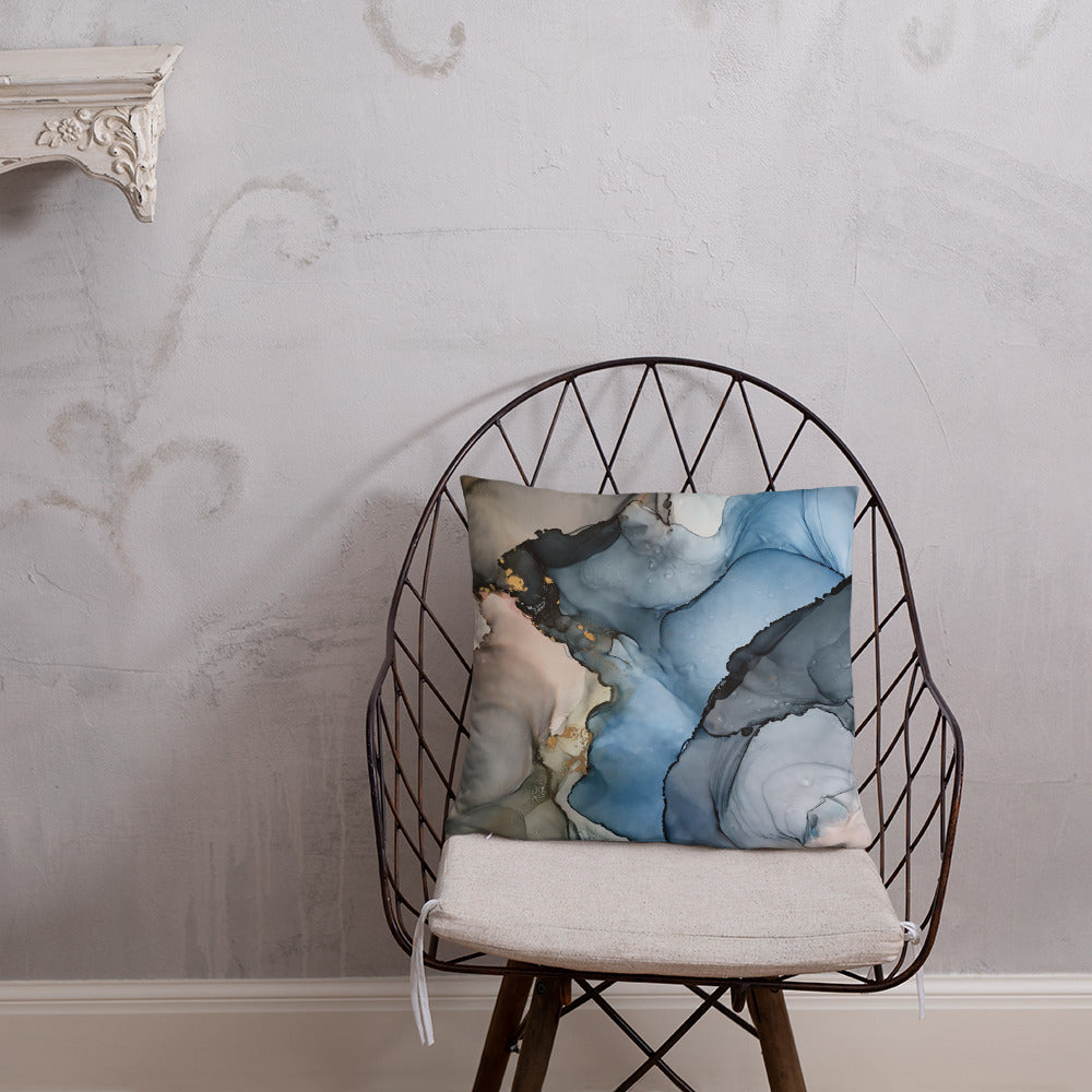 'Blue Dreams' Abstract Throw Pillow