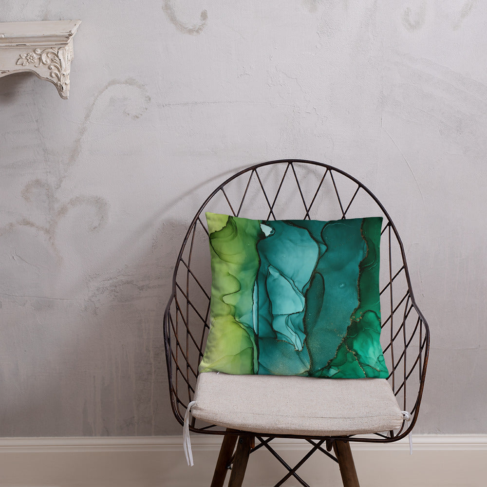 "Green Dream" Abstract Throw Pillow