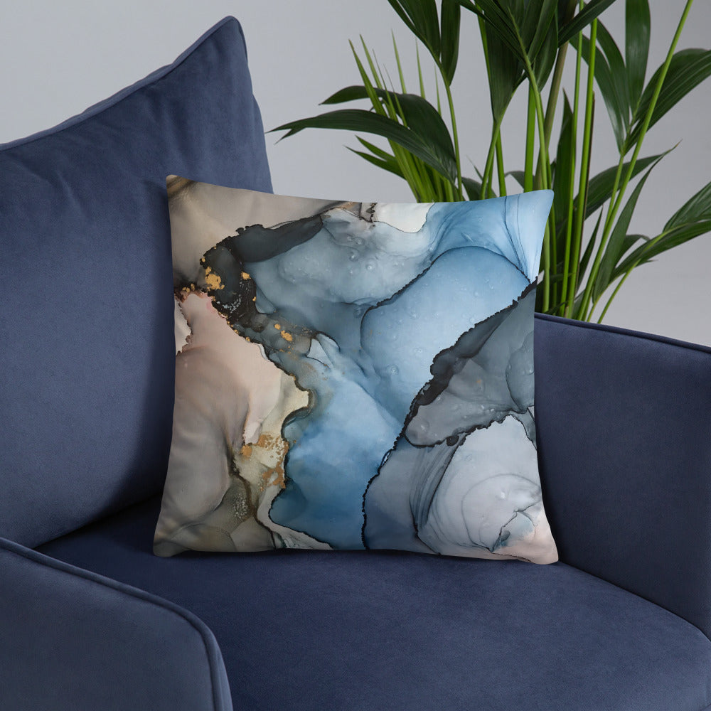 'Blue Dreams' Abstract Throw Pillow