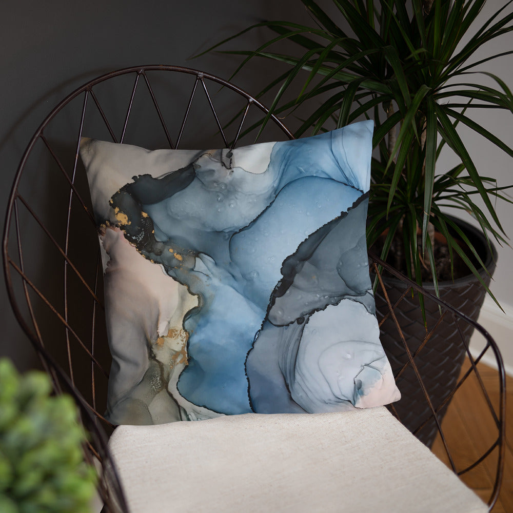 'Blue Dreams' Abstract Throw Pillow