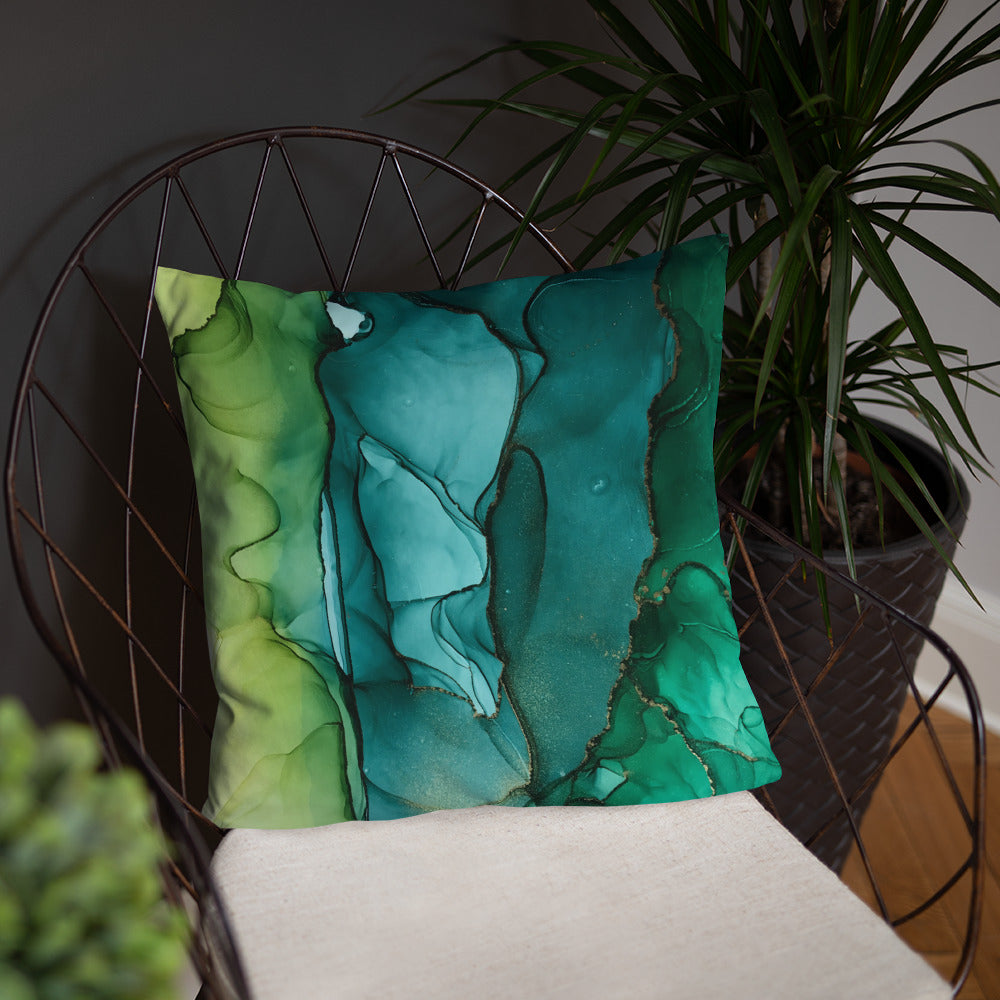 "Green Dream" Abstract Throw Pillow
