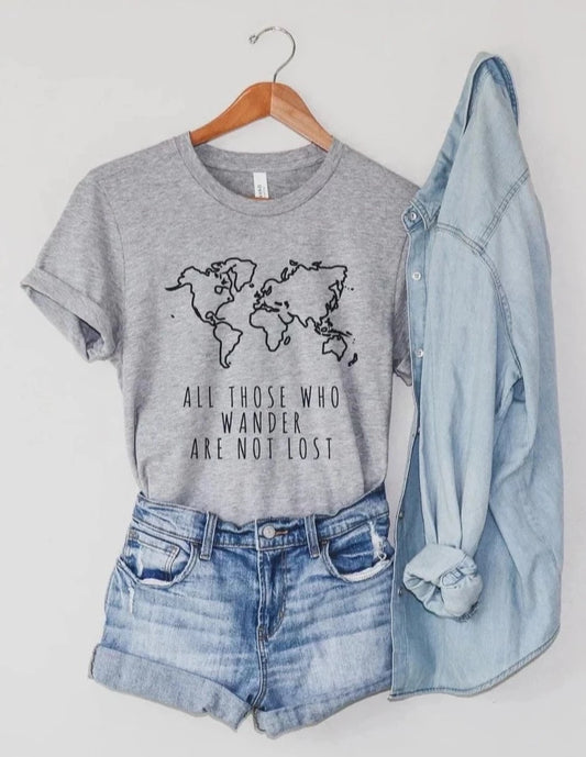All Those Who Wander Are Not Lost Map T-Shirt Top